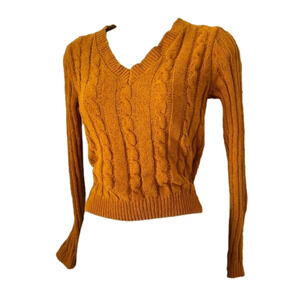 Derek Heart Cable Knit Sweater Long Sleeve Cozy Knit Pullover